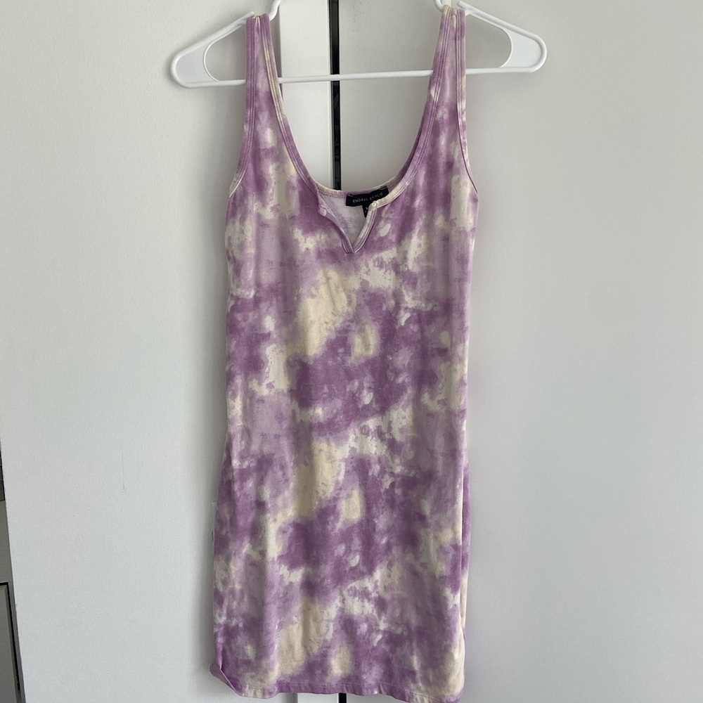 Purple tie dye fitted tank top dress